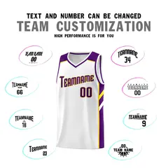 White Purple-Yellow Classic Sets Basketball Uniform Jersey 4