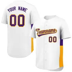 White Purple-Yellow Side Two-Tone Authentic Baseball Jersey