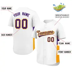 White Purple-Yellow Side Two-Tone Authentic Baseball Jersey 2