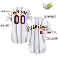 White Purple-Yellow Stripe Authentic Fashion Baseball Jersey 2