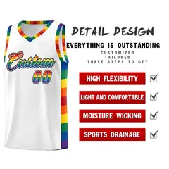 White Rainbow Pride Month Basketball Jersey Sports Uniform 2