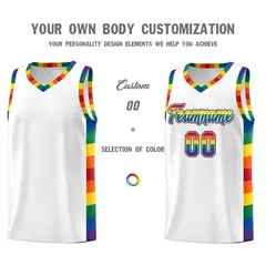 White Rainbow Pride Month Basketball Jersey Sports Uniform 3