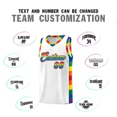 White Rainbow Pride Month Basketball Jersey Sports Uniform 4