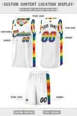White Rainbow Pride Month Basketball Jersey Sports Uniform 5