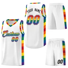 White Rainbow Pride Month Basketball Jersey Sports Uniform 6