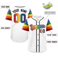 White Rainbow Pride Month Raglan Sleeves Baseball Jersey 2