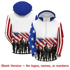 White Red American Flag Independence Day Waterproof Jacket 6