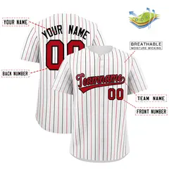 White Red and Black Bi-Color Striped Baseball Jersey 2