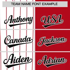 White Red and Black Pinstripe Raglan Baseball Jersey 4