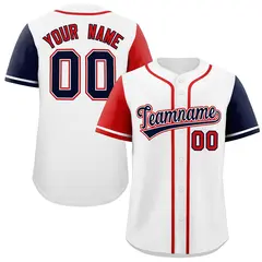White Red and Navy Raglan Sleeves Baseball Jersey 1