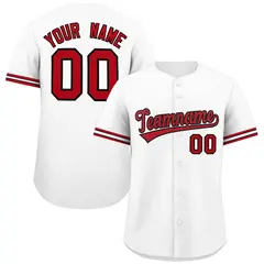 White Red Authentic Full-Button Baseball Jersey