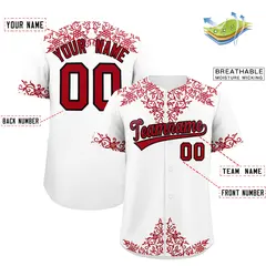 White Red Baroque Style Baseball Jersey 2