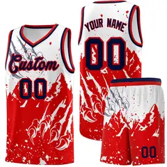 White Red Beast Pattern Sports Basketball Jersey