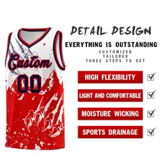 White Red Beast Pattern Sports Basketball Jersey 2