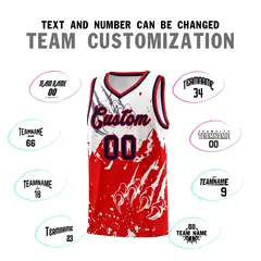 White Red Beast Pattern Sports Basketball Jersey 4