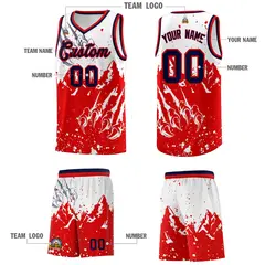 White Red Beast Pattern Sports Basketball Jersey 5