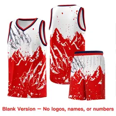 White Red Beast Pattern Sports Basketball Jersey 7
