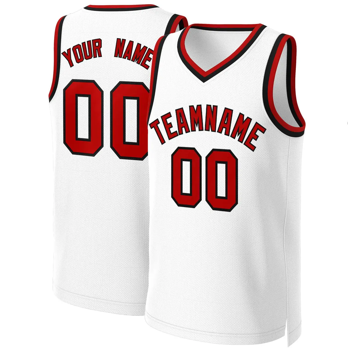 White Red-Black Classic Basketball Jersey
