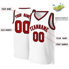 White Red-Black Classic Basketball Jersey 2