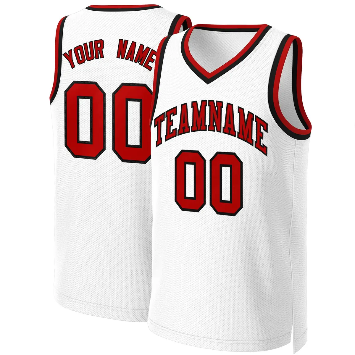 White Red-Black Classic Basketball Jersey