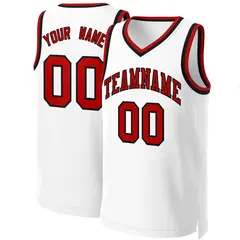 White Red-Black Classic Basketball Jersey 1