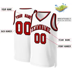 White Red-Black Classic Basketball Jersey 2