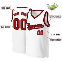 White Red-Black Classic Basketball Jersey 2