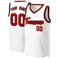 White Red-Black Classic Basketball Jersey 1