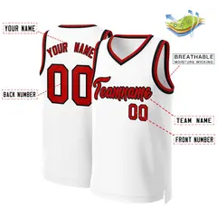 White Red-Black Classic Basketball Jersey 2