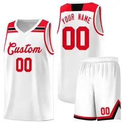 White Red-Black Classic Basketball Sports Uniform Jersey