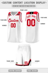 White Red-Black Classic Basketball Sports Uniform Jersey 2