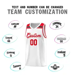 White Red-Black Classic Basketball Sports Uniform Jersey 3