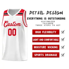 White Red-Black Classic Basketball Sports Uniform Jersey 4