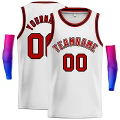 White Red-Black Classic Casual Men Basketball Jersey 1