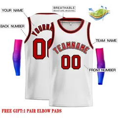 White Red-Black Classic Casual Men Basketball Jersey 2