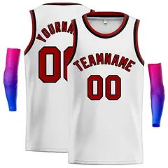 White Red-Black Classic Casual Men Basketball Jersey 1