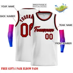 White Red-Black Classic Casual Men Basketball Jersey 2