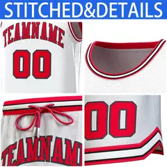 White Red-Black Classic Sets Basketball Jersey 6