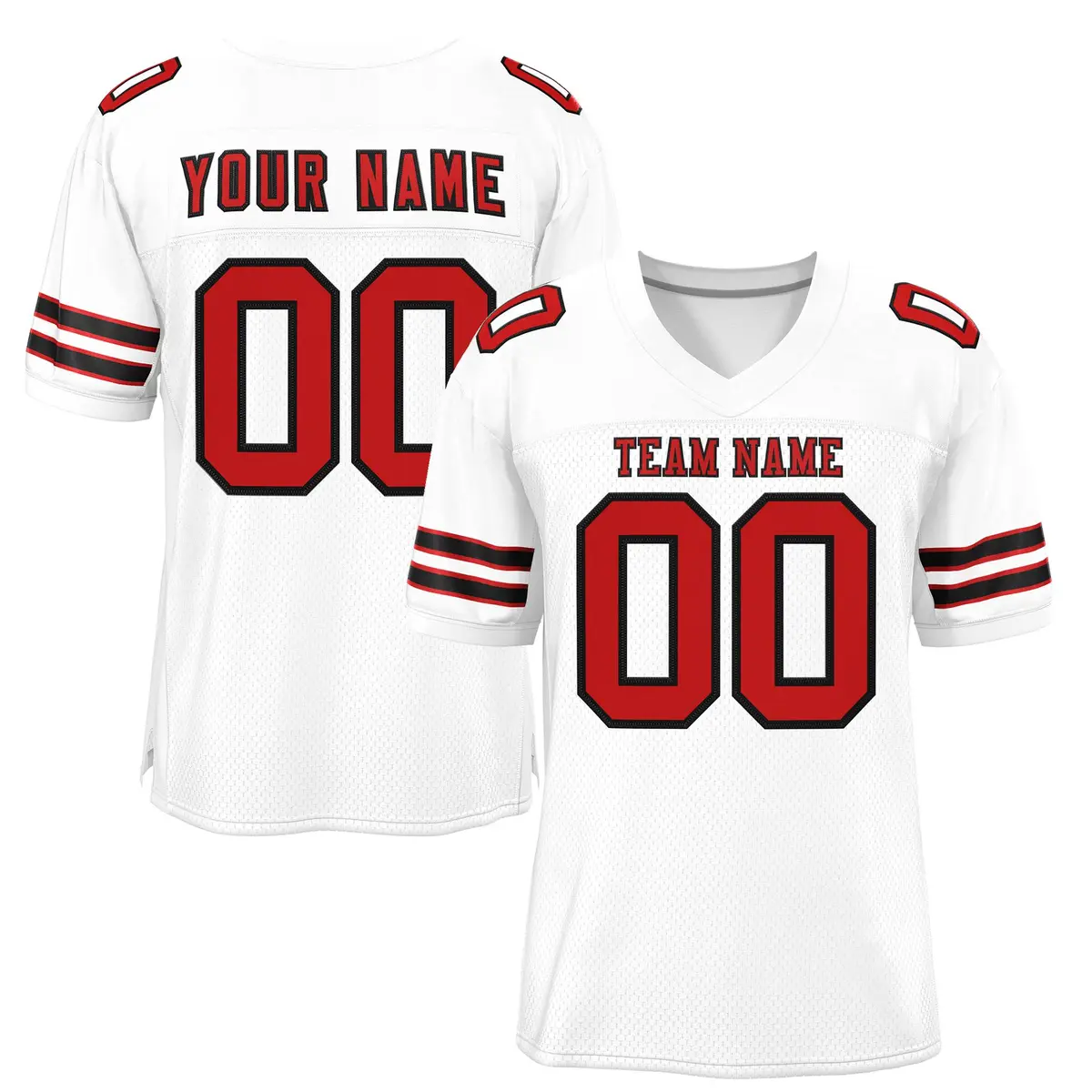 White Red-Black Classic Style Mesh Authentic Football Jersey