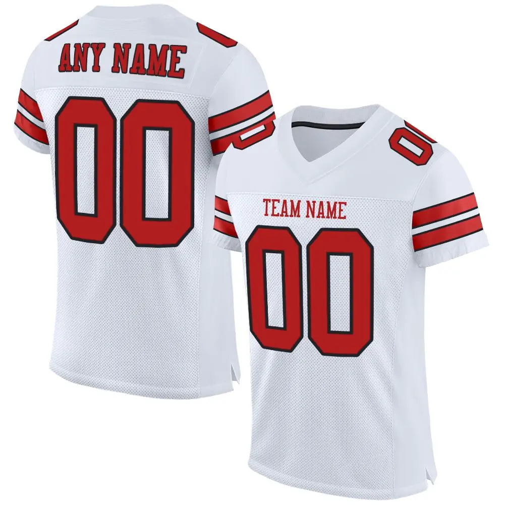 White Red-Black Classic Style Mesh Authentic Football Jersey
