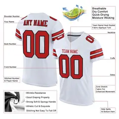 White Red-Black Classic Style Mesh Authentic Football Jersey 2