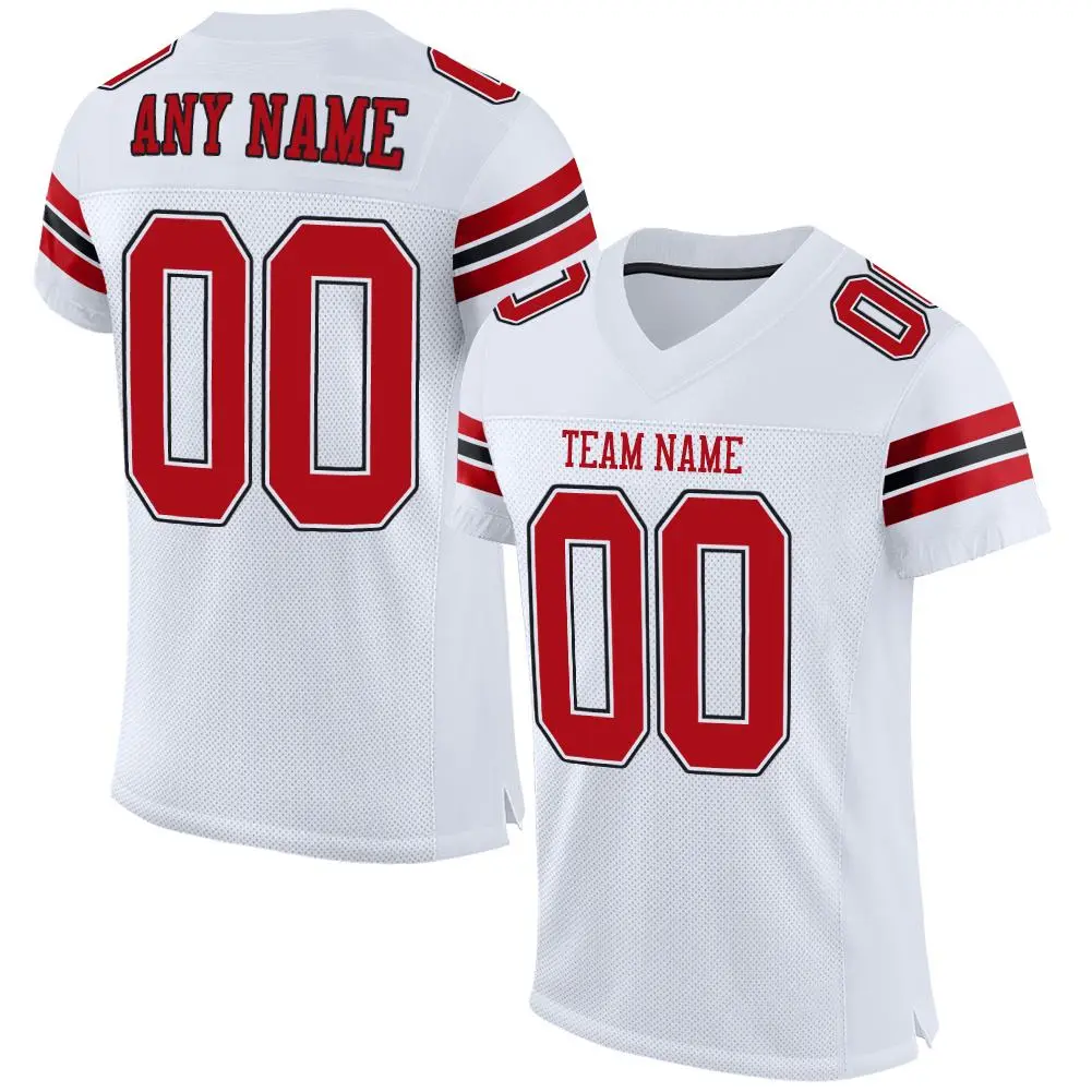 White Red-Black Classic Style Mesh Authentic Football Jersey