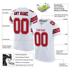White Red-Black Classic Style Mesh Authentic Football Jersey 2