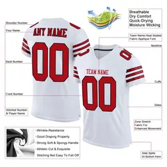 White Red-Black Classic Style Mesh Authentic Football Jersey 2