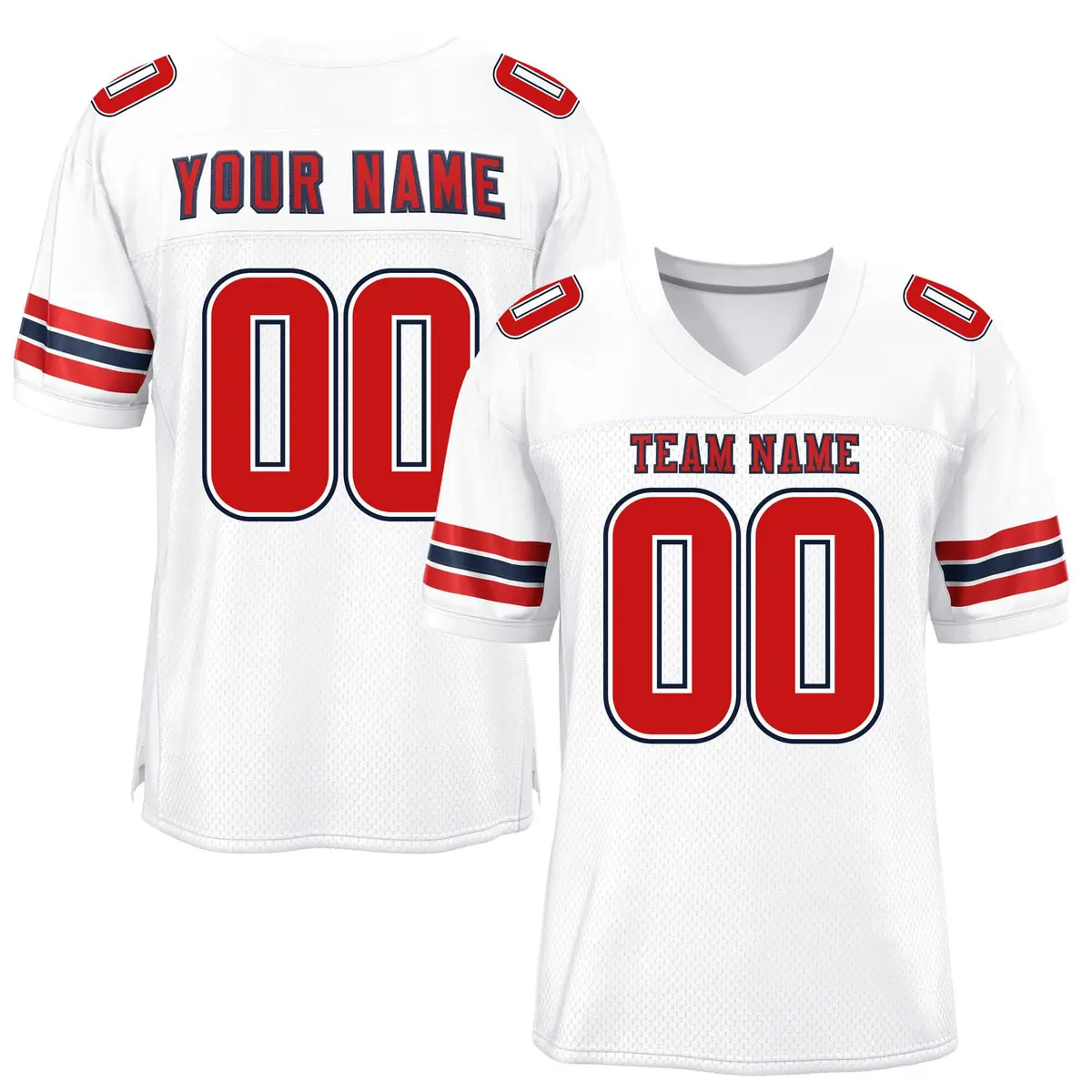 White Red-Black Classic Style Mesh Authentic Football Jersey