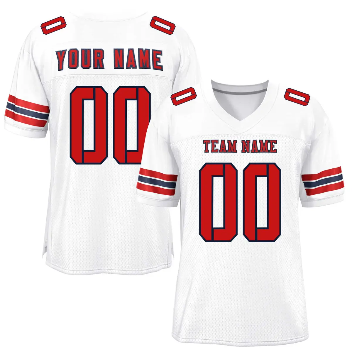White Red-Black Classic Style Mesh Authentic Football Jersey