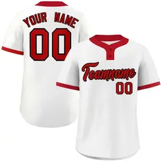 White Red-Black Classic Two-Button Softball Jersey