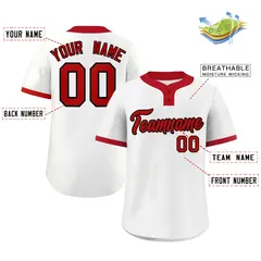White Red-Black Classic Two-Button Softball Jersey 2
