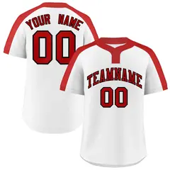 White Red-Black Classic Two-Button Softball Jersey
