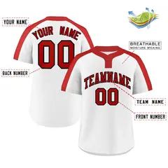 White Red-Black Classic Two-Button Softball Jersey 2